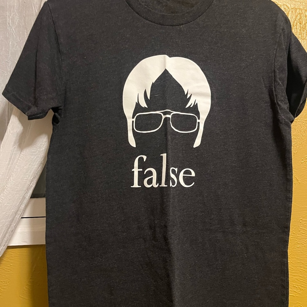 The Office Black Graphic Tee with White 'false' Design